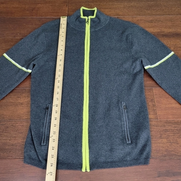 Neve Wool Blend Zip-Up Thick Knit Sweater Jacket Women's Size M Gray & Green - Picture 7 of 8